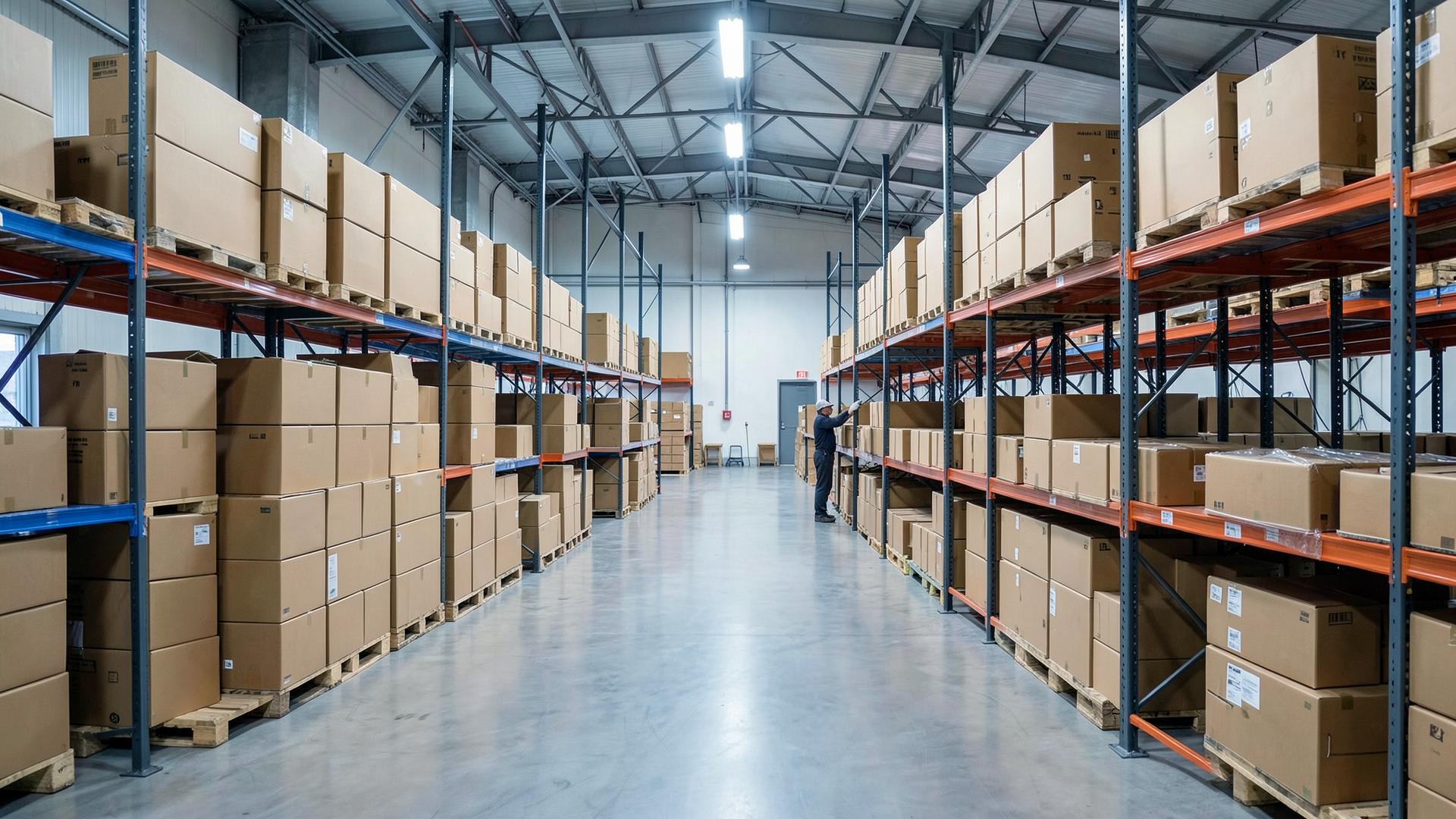Modern warehouse interior with organized inventory